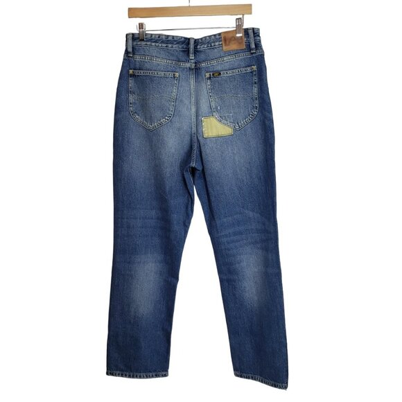 LEE Nwt Modern Vintage High Rise Straight Leg Ankle Jeans 31 Faded Look Patches - Picture 12 of 12